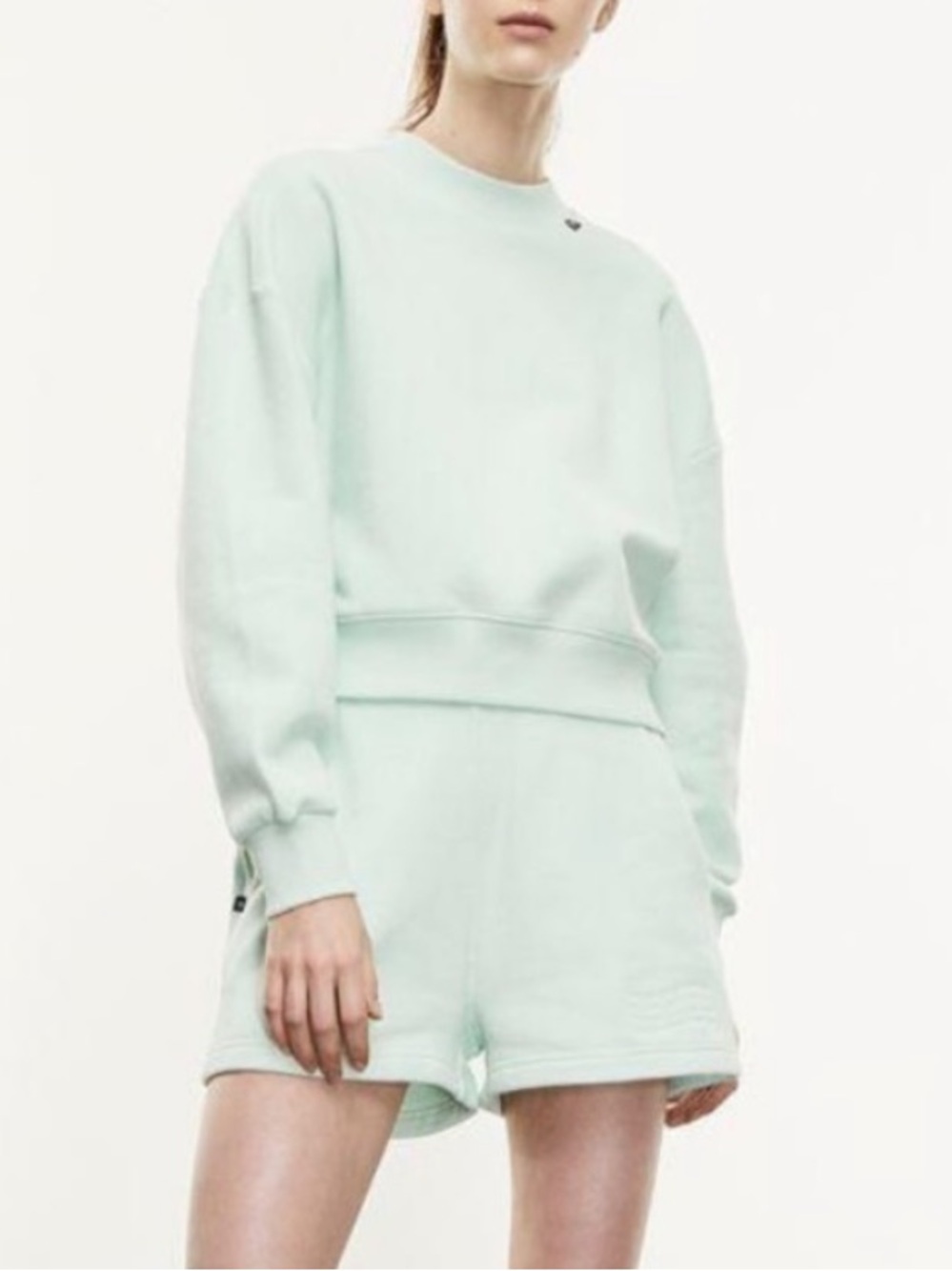 The Kooples Mint Green Cropped Crewneck Sweater